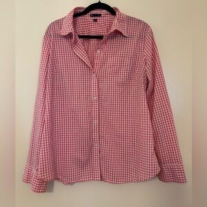 Pink gingham cotton button down size XL